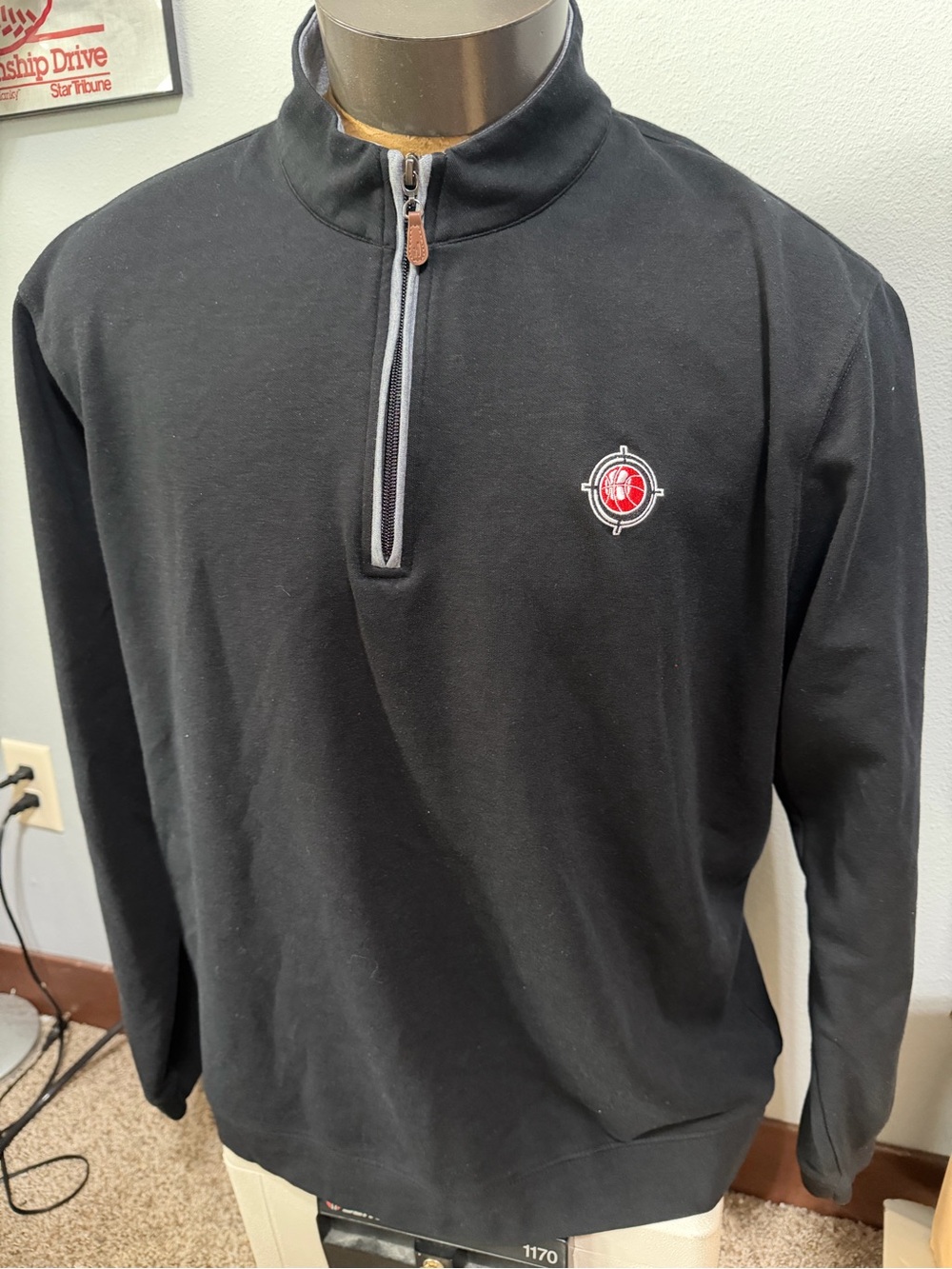 Johnnie-O Men's Black Quarter-Zip Sweater with All Iowa Attack Logo